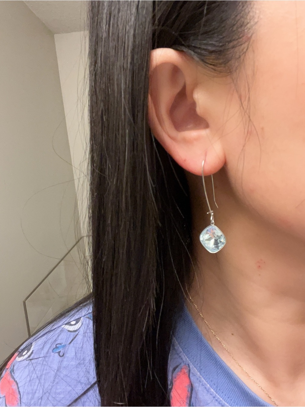 Swarovski Silver Earrings with Pale Blue Crystal Drops